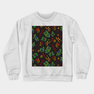 Autumn berries on chocolate brown Crewneck Sweatshirt